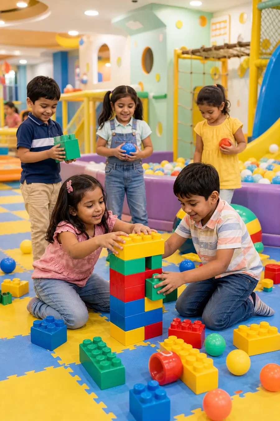 Indian children playing with colorful toys