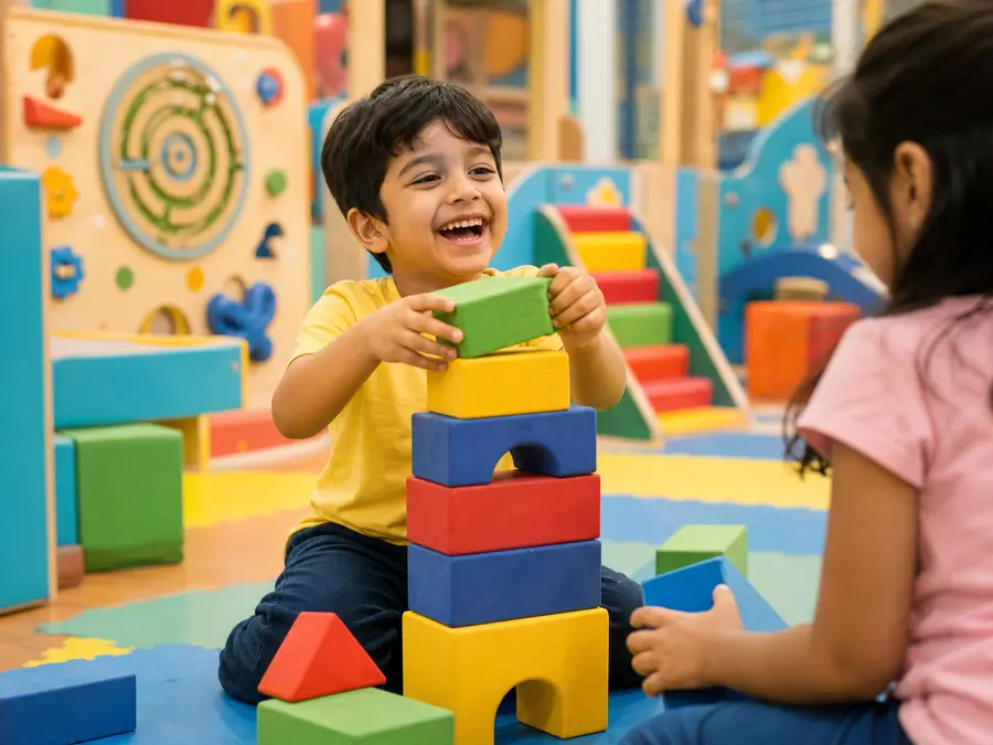 Indian child enjoying a screen-free play activity