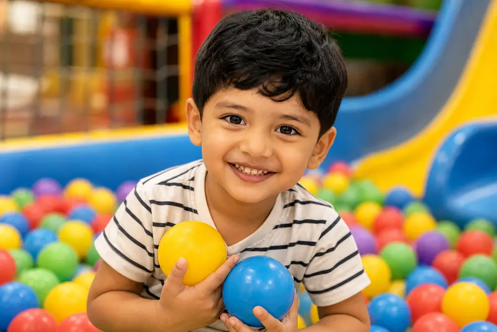Indian kid smiling during playtime